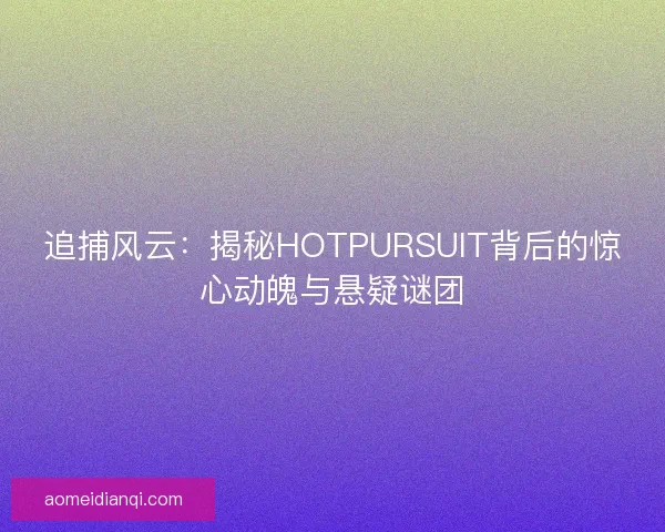 追捕风云：揭秘HOTPURSUIT背后的惊心动魄与悬疑谜团