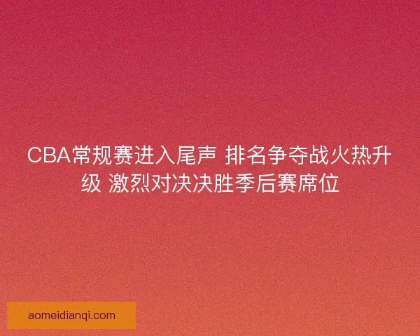 CBA常规赛进入尾声 排名争夺战火热升级 激烈对决决胜季后赛席位
