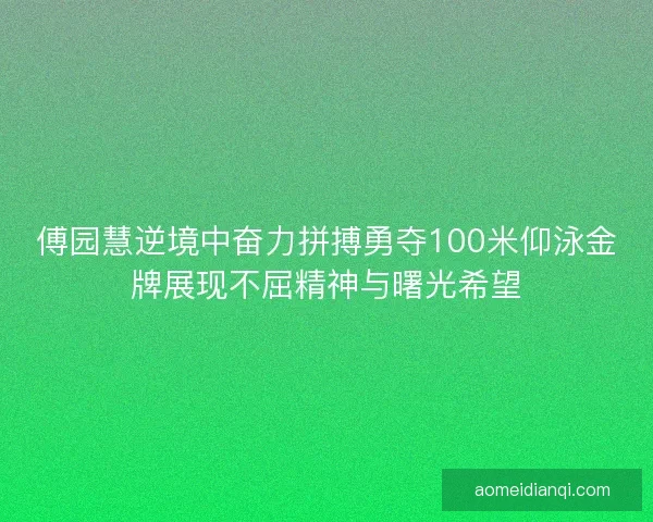 傅园慧逆境中奋力拼搏勇夺100米仰泳金牌展现不屈精神与曙光希望